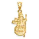 14K Diamond-cut Brushed and Polished Snowman Pendant D4568