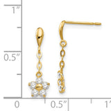 14k Madi K CZ Flower Dangle Childrens Post Earrings GK770