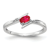 14k White Gold Polished 5x3mm Oval Ruby and Diamond Bypass Ring RM5740
