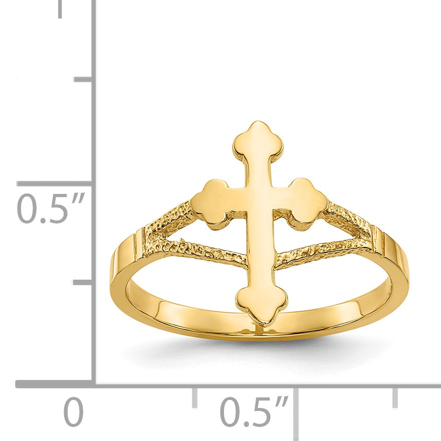14k Polished Cross Ring D77