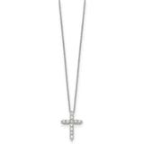 14k White Gold 1/4 carat Diamond Cross Pendant 18 inch Necklace PM1000