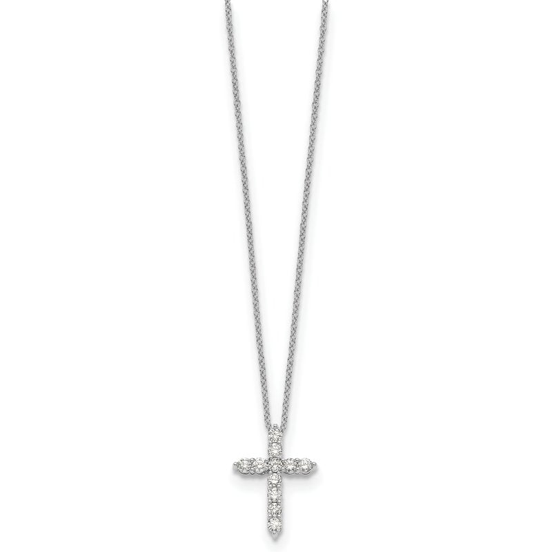 14k White Gold 1/4 carat Diamond Cross Pendant 18 inch Necklace PM1000