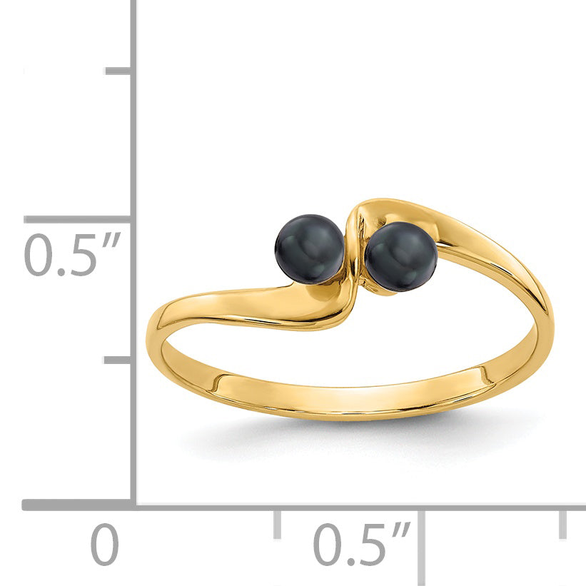 14k 3mm Black FW Cultured Pearl ring Y1873BP