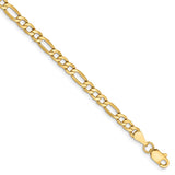 14K 10 inch 3.5mm Semi-Solid Figaro with Lobster Clasp Anklet BC93