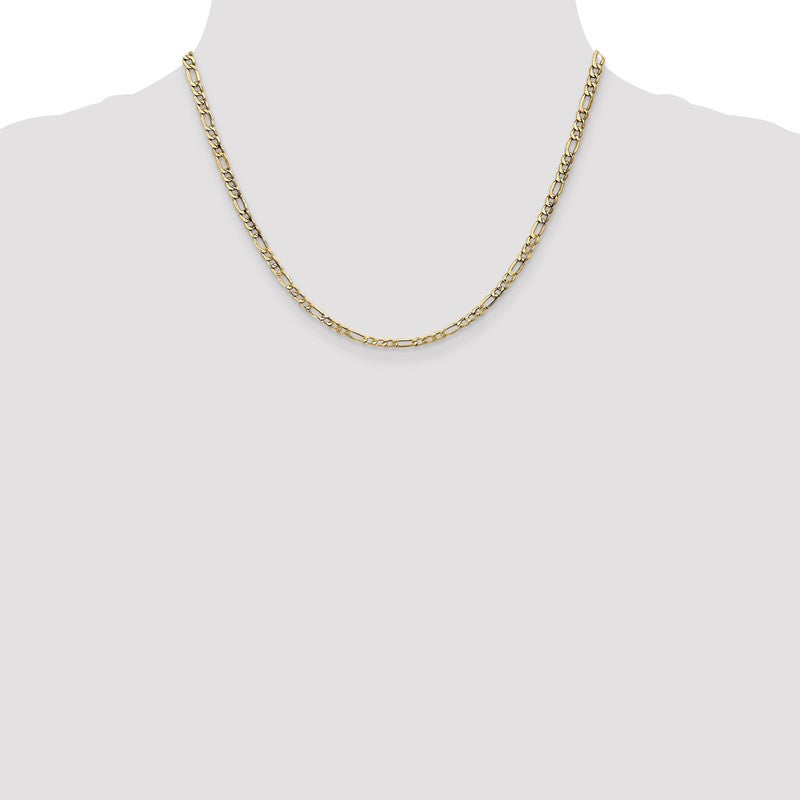 14K 10 inch 3.5mm Semi-Solid Figaro with Lobster Clasp Anklet BC93