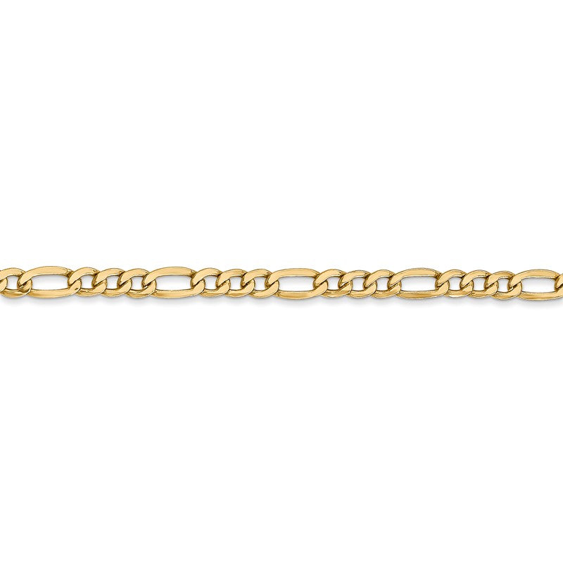 14K 10 inch 3.5mm Semi-Solid Figaro with Lobster Clasp Anklet BC93
