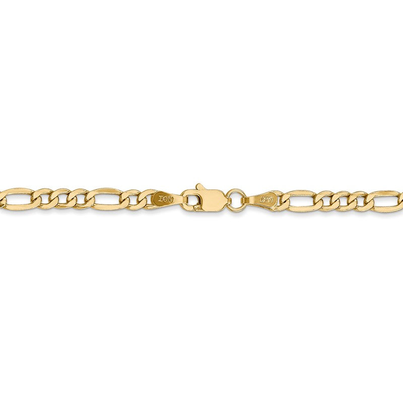 14K 10 inch 3.5mm Semi-Solid Figaro with Lobster Clasp Anklet BC93