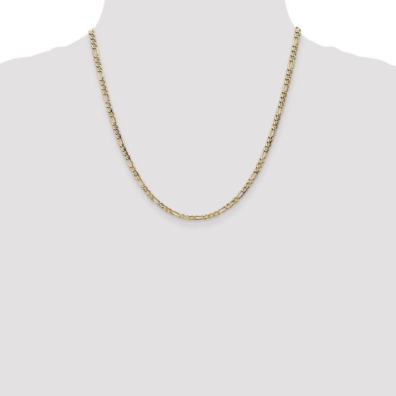 14K 10 inch 3.5mm Semi-Solid Figaro with Lobster Clasp Anklet BC93
