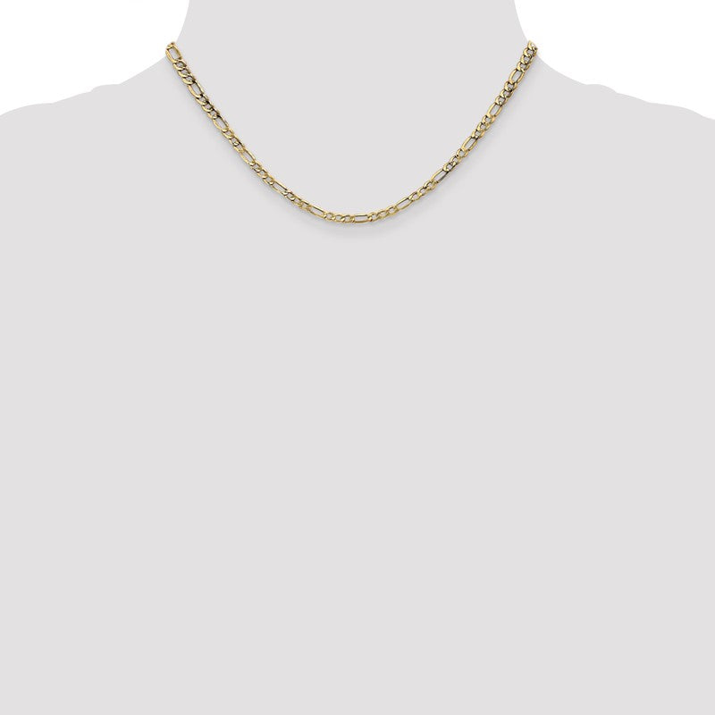 14K 10 inch 3.5mm Semi-Solid Figaro with Lobster Clasp Anklet BC93