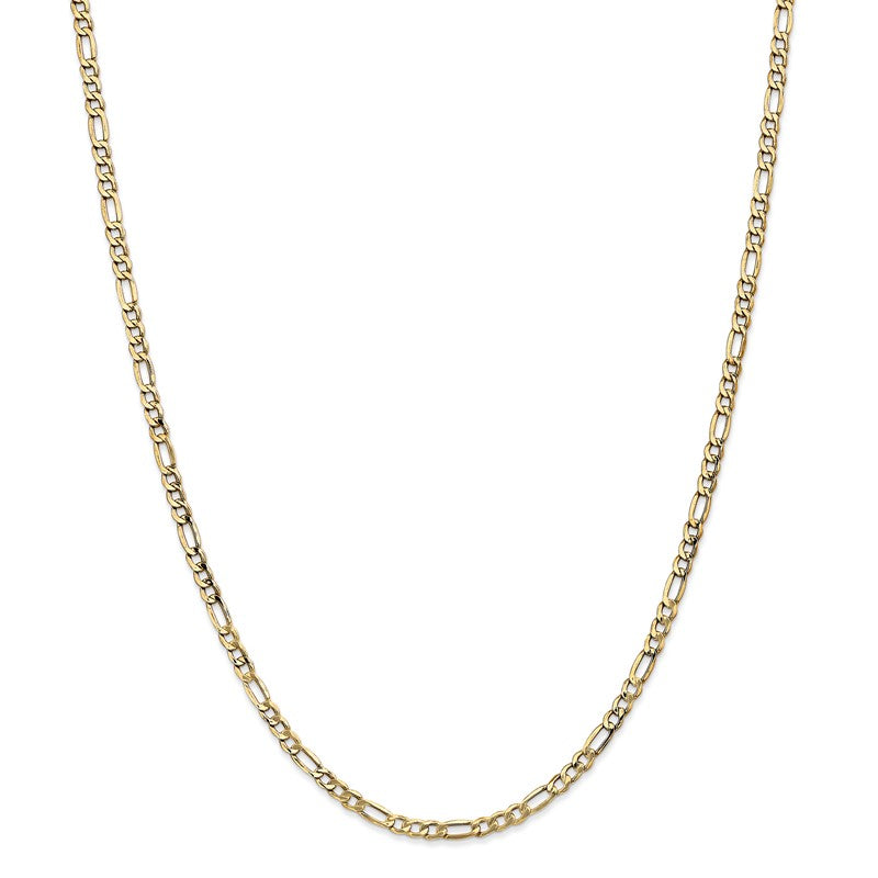 14K 10 inch 3.5mm Semi-Solid Figaro with Lobster Clasp Anklet BC93