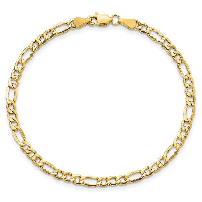 14K 10 inch 3.5mm Semi-Solid Figaro with Lobster Clasp Anklet BC93