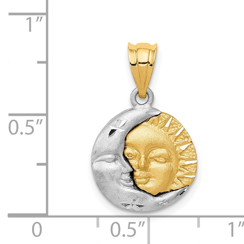 14k Two-tone Sun and Moon Charm D244