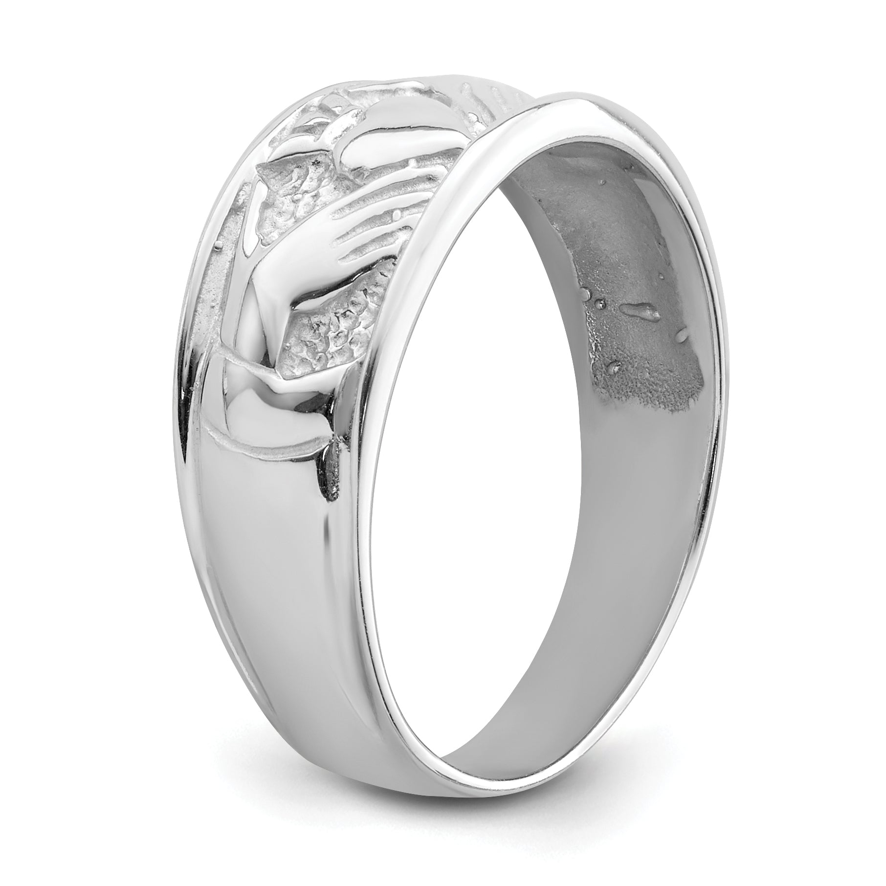 14k White Gold Ladies Polished Claddagh Band D3114