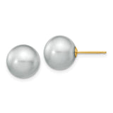 14k 10-11mm Grey Round Freshwater Cultured Pearl Stud Post Earrings X100PG