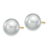 14k 10-11mm Grey Round Freshwater Cultured Pearl Stud Post Earrings X100PG