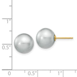 14k 10-11mm Grey Round Freshwater Cultured Pearl Stud Post Earrings X100PG