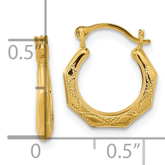 14k Madi K Textured 13mm Hoop Earrings GK536