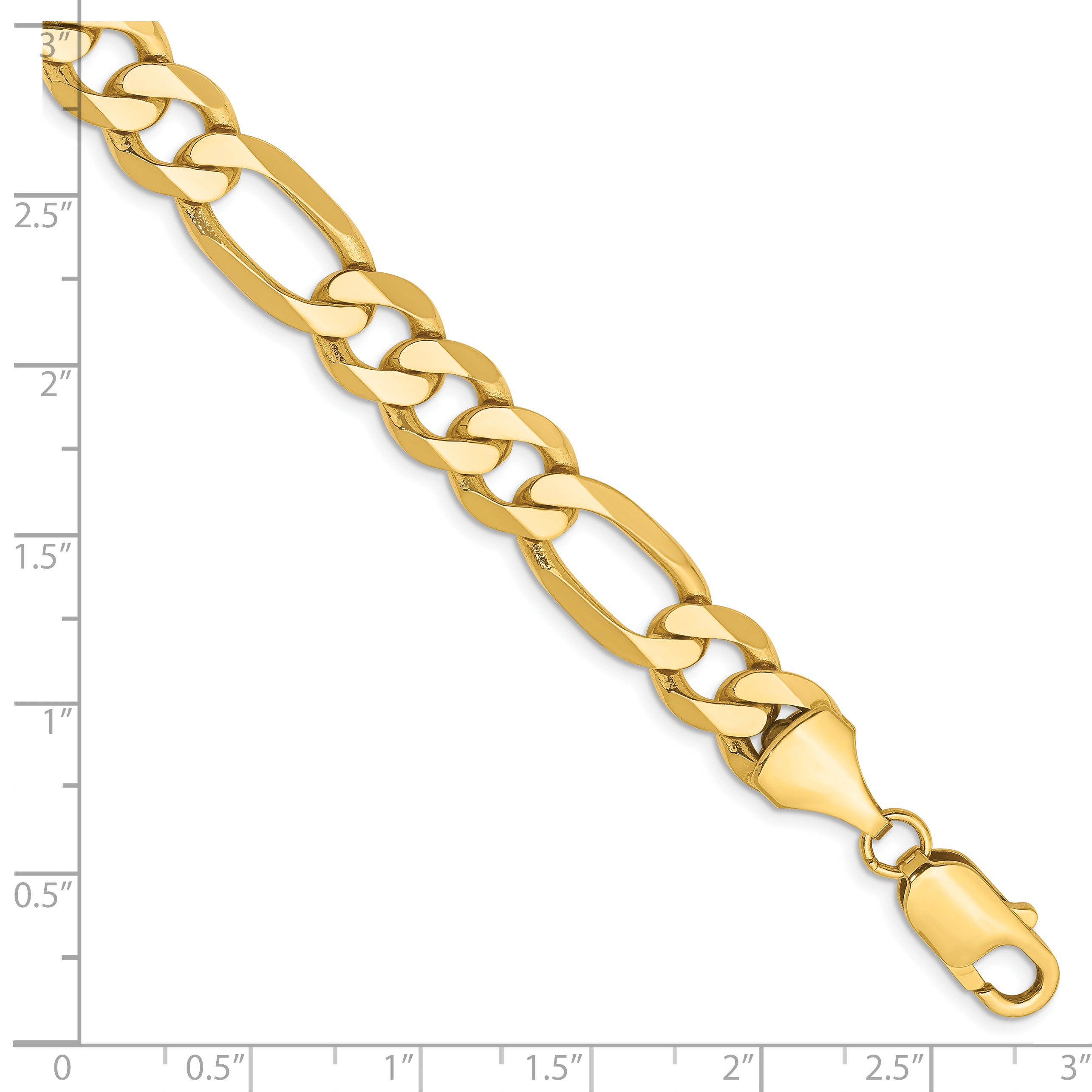 14K 26 inch 8.75mm Flat Figaro with Lobster Clasp Chain FFL220