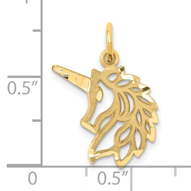 14k Diamond-cut Unicorn Head Pendant C1144