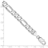 14K White Gold 20 inch 7.5mm Flat Figaro with Lobster Clasp Chain WFIG200