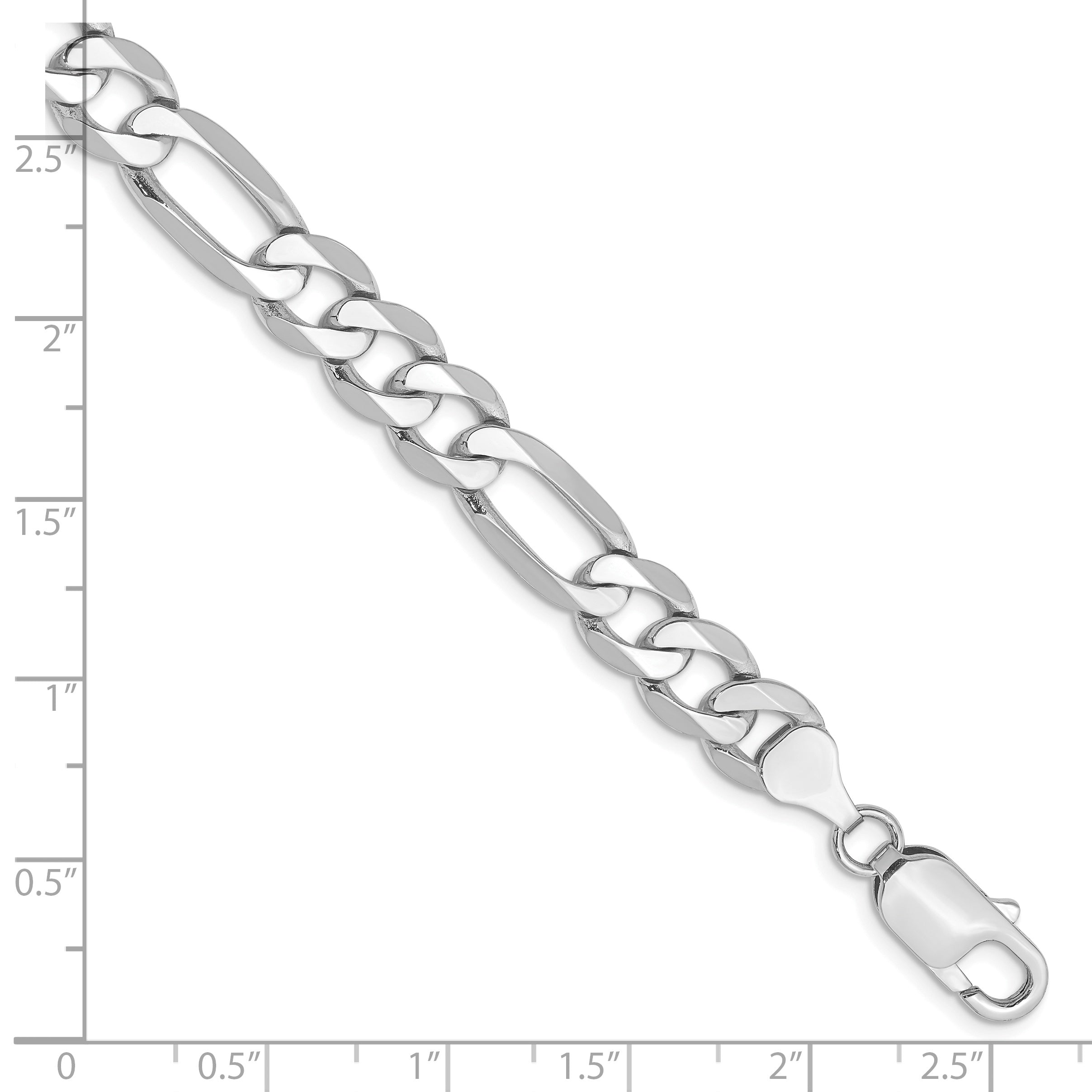 14K White Gold 20 inch 7.5mm Flat Figaro with Lobster Clasp Chain WFIG200
