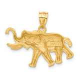 14k Satin Diamond-cut Elephant Pendant C110