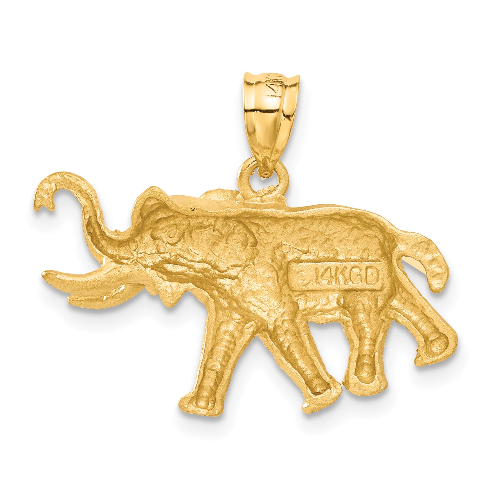 14k Satin Diamond-cut Elephant Pendant C110