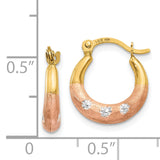 14K & White and Rose Rhodium Flower Hoop Earrings TL731