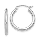 14K White Gold 2.5x20mm Polished Round Tube Hoop Earrings T840