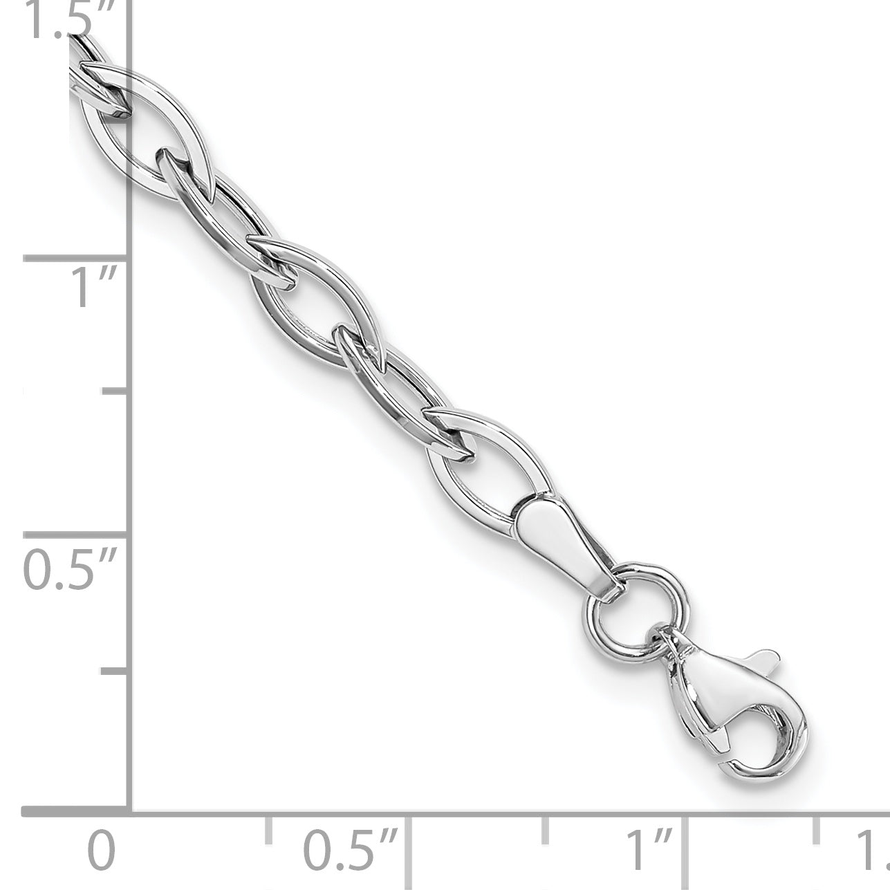 14K White Gold Polished Fancy Oval Link 7.5 inch Bracelet SF2188