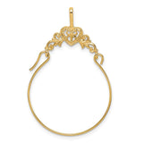 14k Polished Filigree Heart Charm Holder Pendant D1308