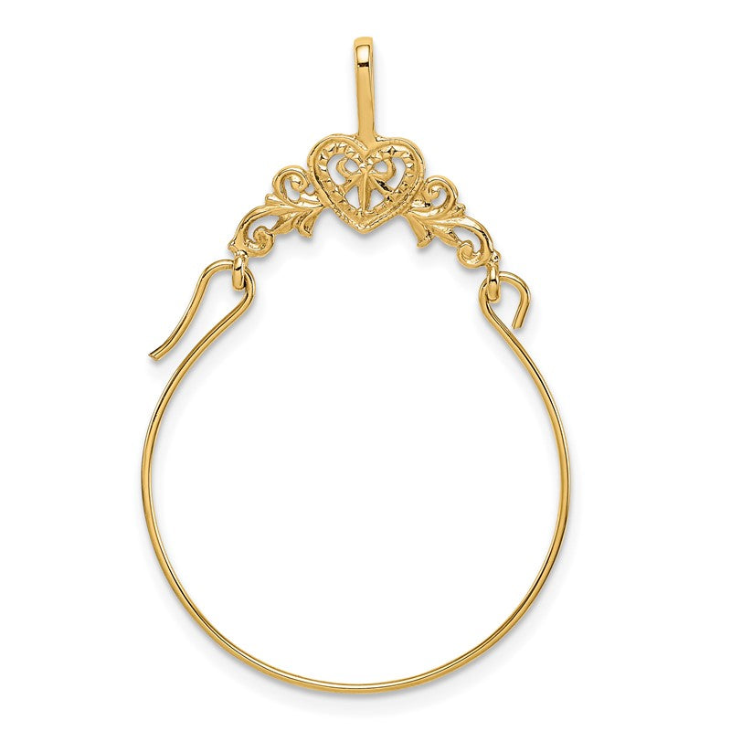 14k Polished Filigree Heart Charm Holder Pendant D1308