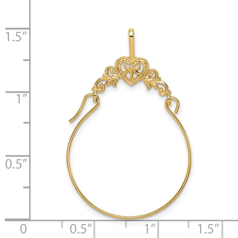 14k Polished Filigree Heart Charm Holder Pendant D1308