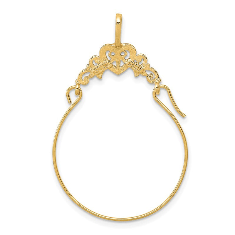 14k Polished Filigree Heart Charm Holder Pendant D1308