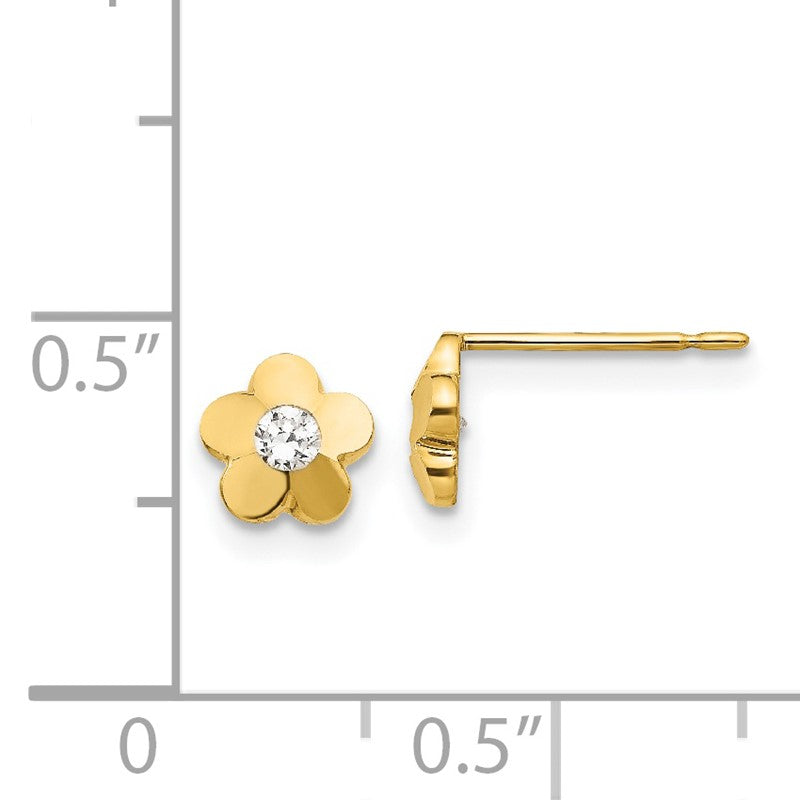 14k Madi K CZ Diamond-cut Flower Childrens Post Earrings GK806