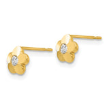 14k Madi K CZ Diamond-cut Flower Childrens Post Earrings GK806