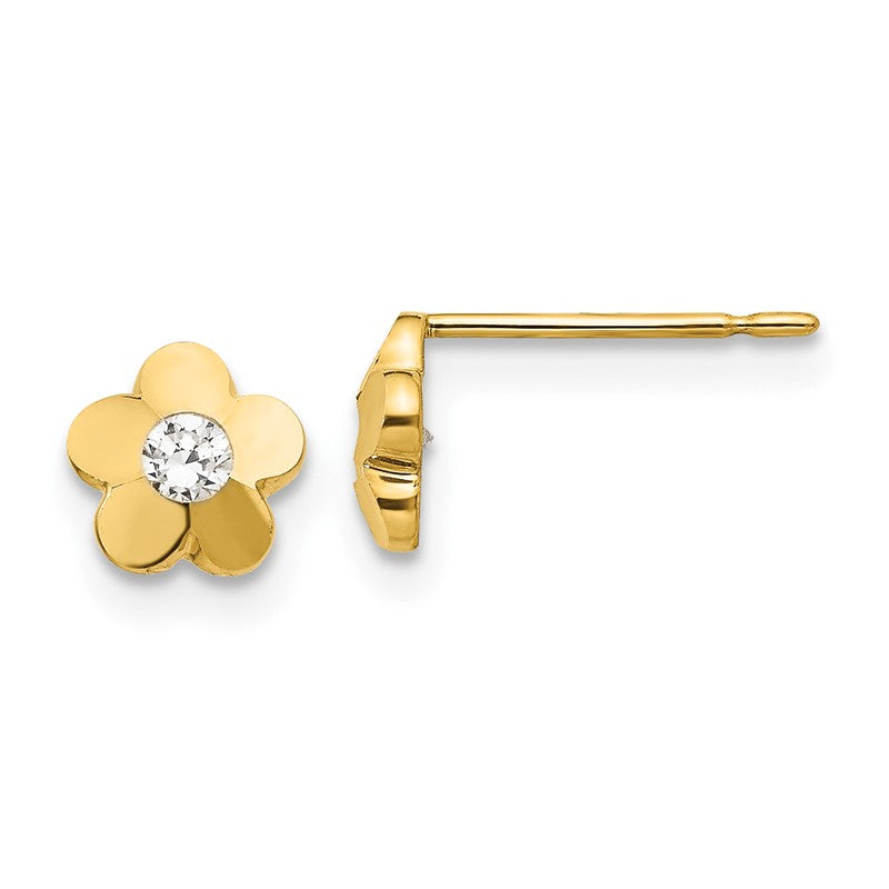14k Madi K CZ Diamond-cut Flower Childrens Post Earrings GK806