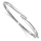 14k White Gold Complete 3-Stone 1/8 carat AAA Diamond Hinged Oval Bangle Bracelet XB82AAA