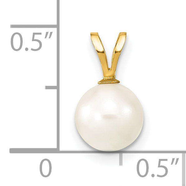 14k 7-8mm White Round Akoya Saltwater Cultured Pearl Pendant XF488
