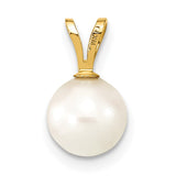 14k 7-8mm White Round Akoya Saltwater Cultured Pearl Pendant XF488