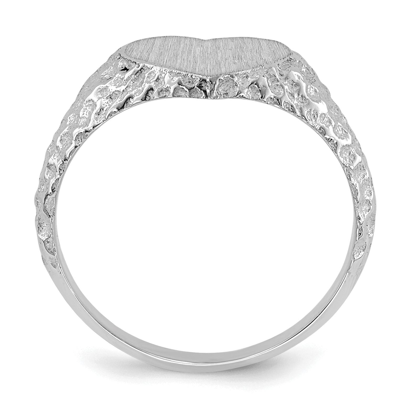 14k White Gold 8.0x9.0mm Open Back Heart Signet Ring RS594
