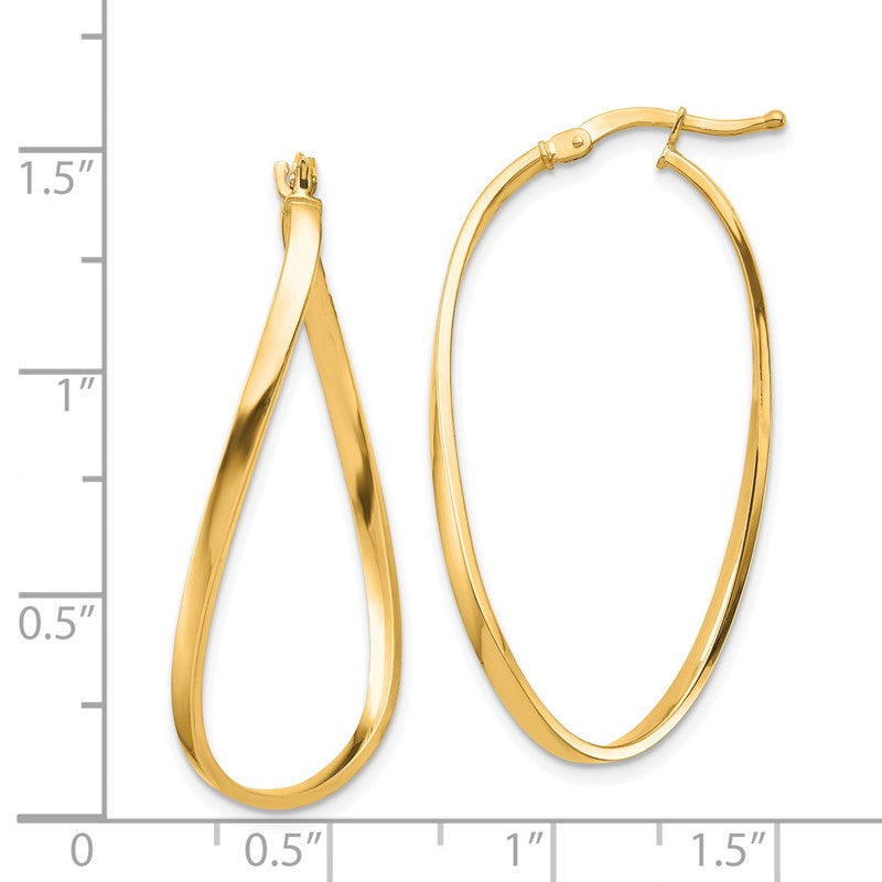 14k Polished 2mm Wavy Hoop Earrings TF1395