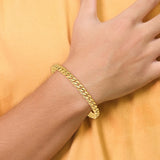 14K 20 inch 6.8mm Hand Polished Flat Beveled Curb Link with Box Catch Clasp Chain LK131