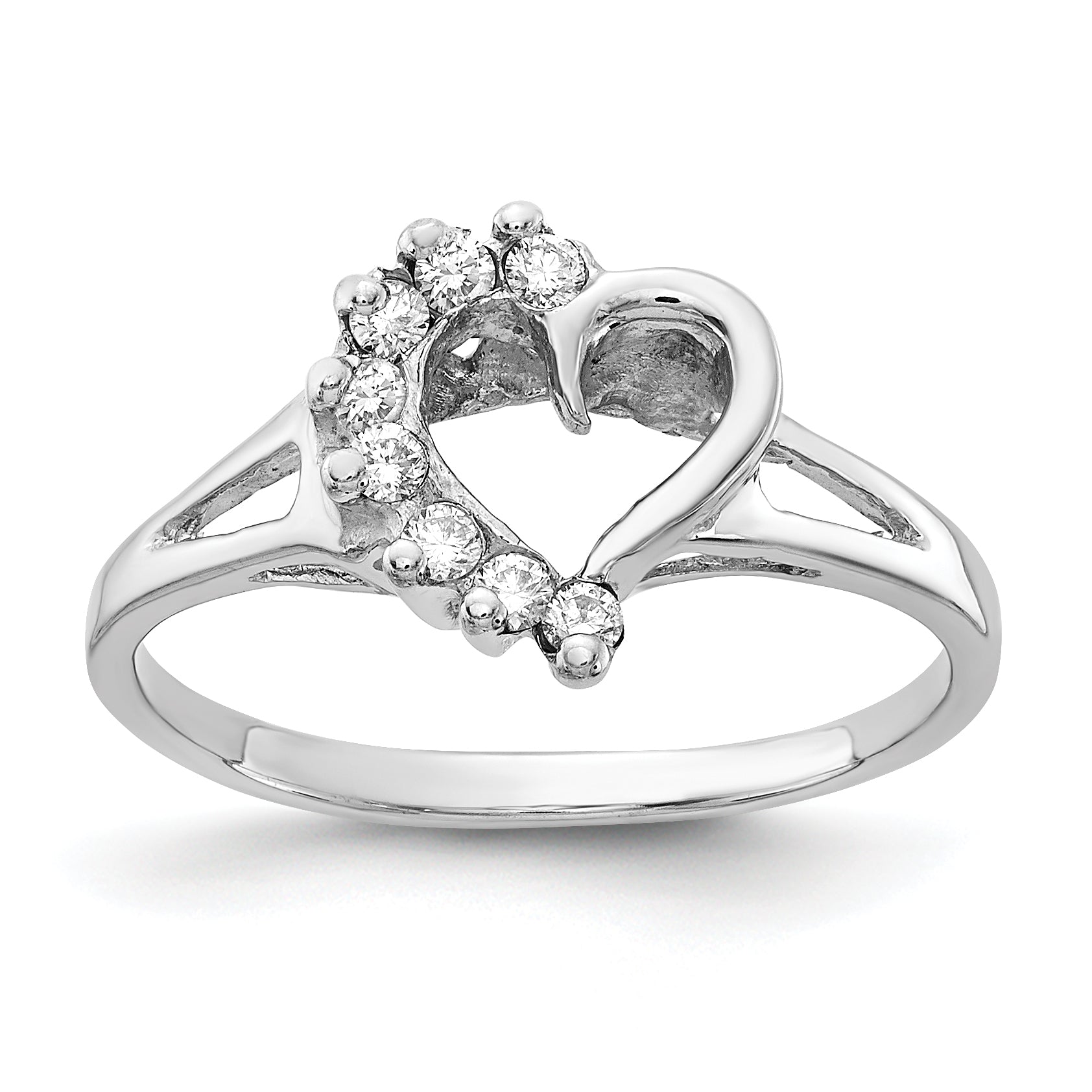 14k White Gold Polished 1/8 carat AA Diamond Heart Ring X9594AA