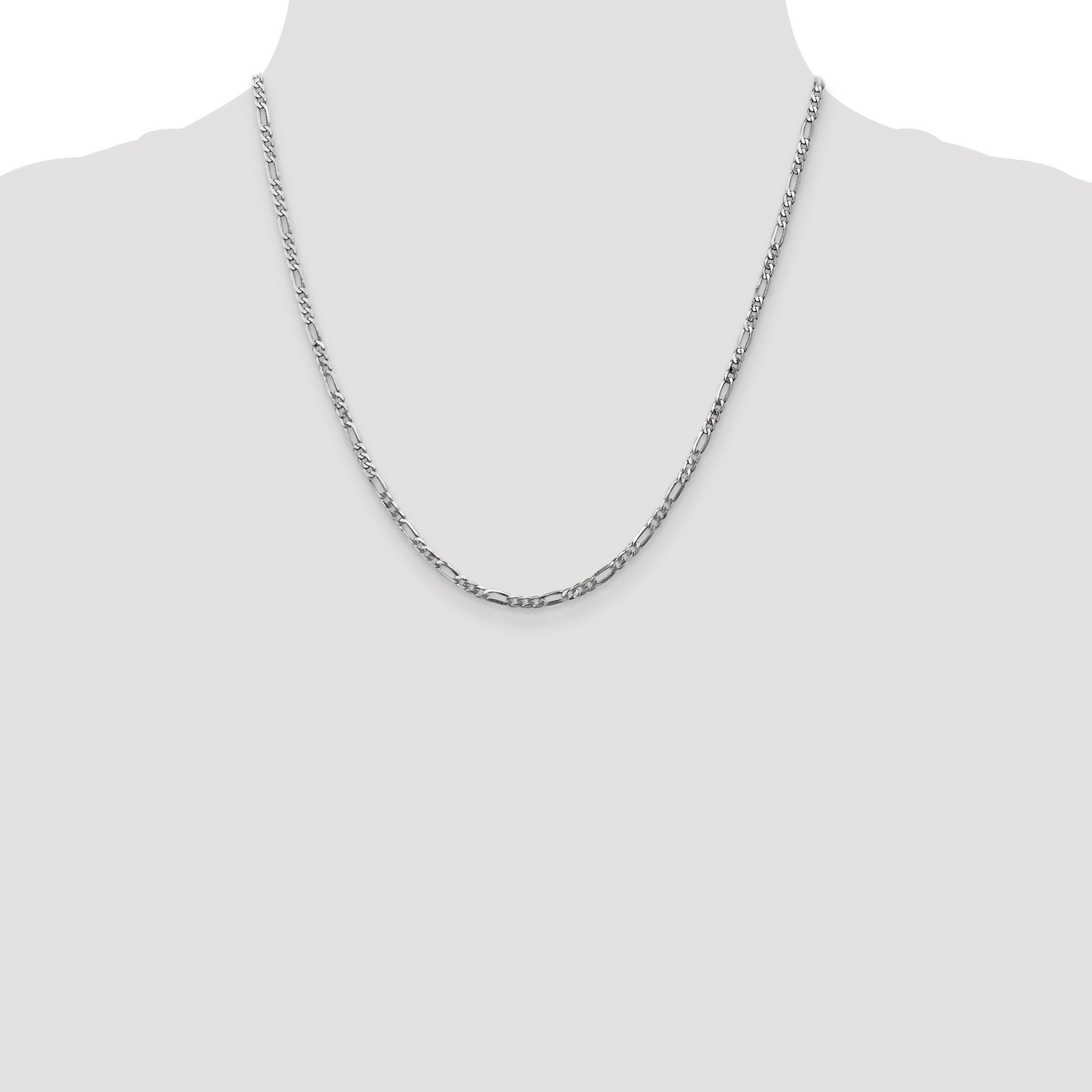 14K White Gold 10 inch 2.75mm Flat Figaro with Lobster Clasp Anklet WFIG070