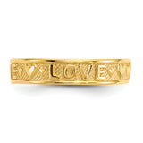 14K Polished LOVE and Hearts Toe Ring R551