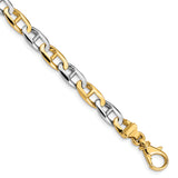 14K Two-tone 18 inch 6.6mm Hand Polished Fancy Flat Anchor Link with Fancy Lobster Clasp Chain LK505