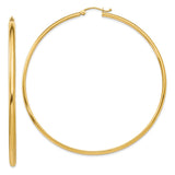 14k 2.75x65mm Polished Tube Hoop Earrings TA239