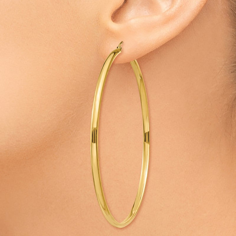14k 2.75x65mm Polished Tube Hoop Earrings TA239