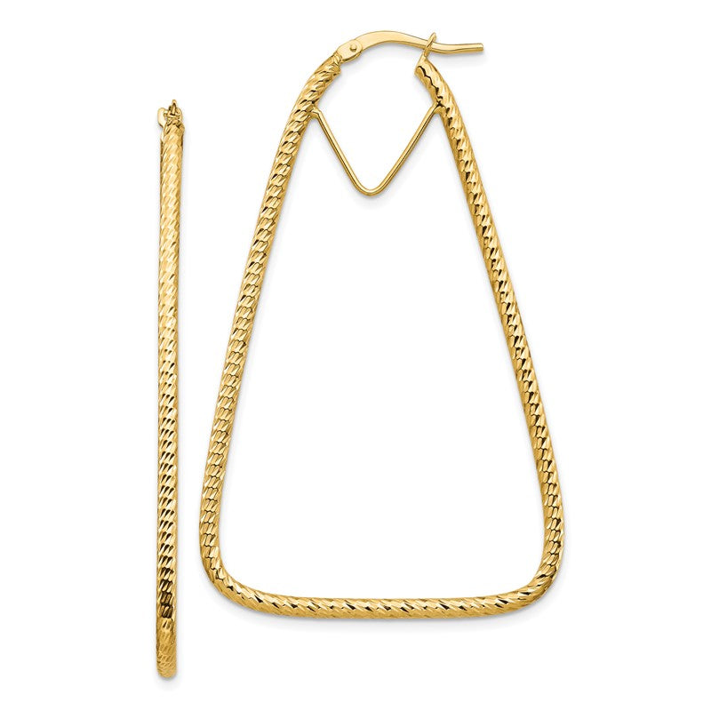 14k Polished & Diamond-cut Double Triangle Hoop Earrings TF1373